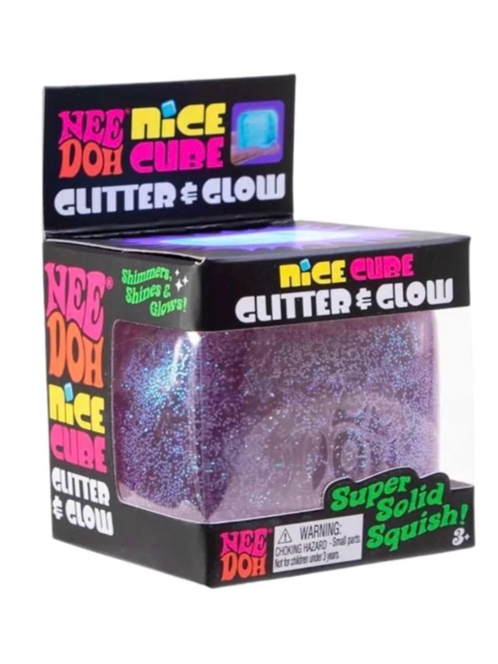 Nice Cube Glitter & Glow - Purple Glitter Squish Toy
